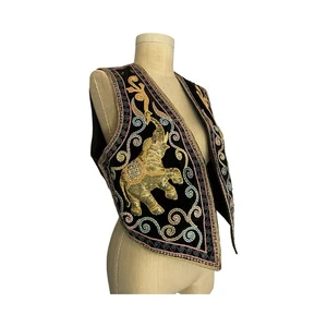 Vintage Vest Sequin Elephant Size M Rare Thailand - Picture 1 of 4