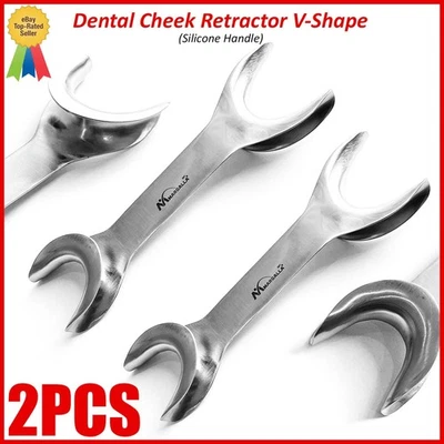 2Pcs Dental Cheek Retractor V-Shape Double Ended Long Orthodontic Instrument - Image 1 of 4