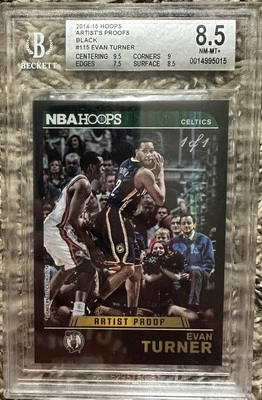 2014-15 Hoops Artist Proof Evan Turner Black Parallel #1/1 BGS 8.5 Celtics - Image 1 of 2