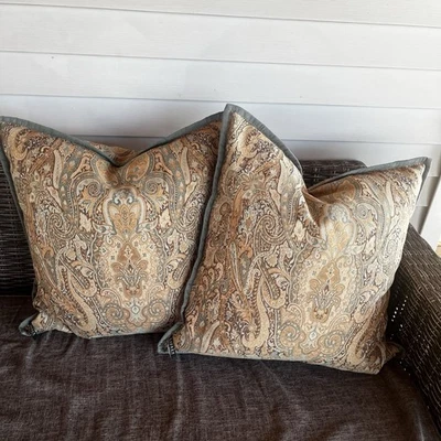 Set Of 2 Lauren Ralph Lauren Dalmeny Hall Paisley Down Filled Pillows Gold Green - Image 1 of 4
