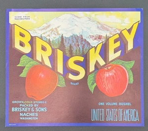 Vintage 1940er Jahre Briskey Marke Apfelkiste Etikett Naches Washington State - Bild 1 von 3