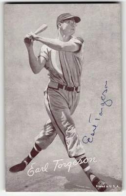 EARL TORGESON AUTOGRAPH EXHIBIT CARD BOSTON BRAVES YANKEES DECEASED 1990 - Image 1 of 2