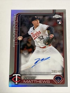 2025 Topps Chrome ZEBBY MATTHEWS Silver Rookie Auto Rc /499 Minnesota Twins - Picture 1 of 9