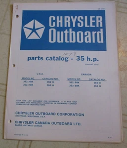 Chrysler 35 HP 352 H8k  353h8k 352 b8k  Outboard Parts Catalog Manual 1978 06/78 - Picture 1 of 3