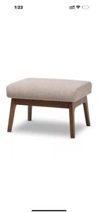 Baxton Studio Bianca Fabric Ottoman in Light Gray and Walnut Brown - Picture 1 of 2
