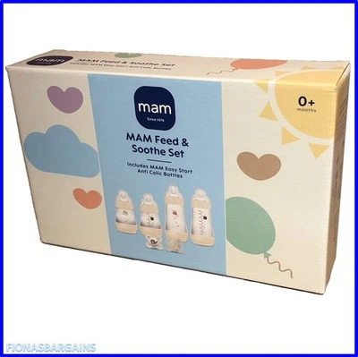 MAM Feed and Soothe Anti-Colic Newborn Baby Bottle & Soother Gift Set * NEW * - Image 1 of 4