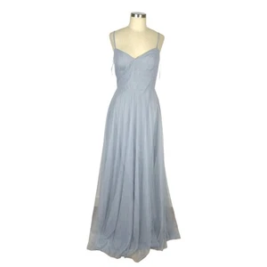 AFTER SIX Platinum Gray Sweetheart Spaghetti Strap Tulle Dress Bridesmaid Gown 8 - Picture 1 of 10