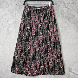 Vintage Cottagecore Y2K Dark Floral Rayon Maxi A-Line Skirt XL Romantic Feminine - Picture 1 of 7