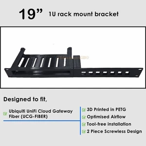 3D-gedruckte 19" Rackhalterung für Ubiquiti UCG-FIBER - 7 Keystone Slots - Bild 1 von 3