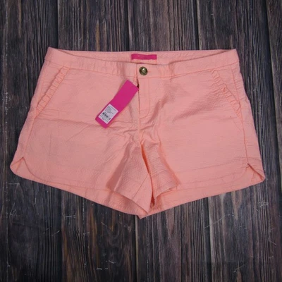 Pantalones Cortos Lilly Pulitzer Mujer 12 Flamingo Adie Volantes Bolsillo Elastizados Nuevos con Etiquetas Foto 1 de 4