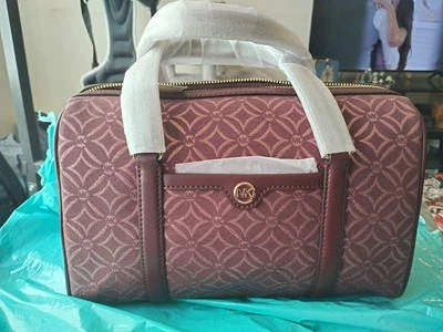 MICHAEL KORS TRAVEL 中号双层软垫单肩包 MK OXBLOOD MERLOT 标志 — 第 1/4 张图片
