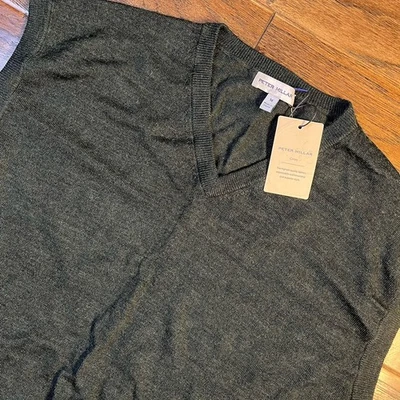 Peter Millar Crown 秋季背心 V 领毛衣背心男式中号 Balsam 全新 160 美元 — 第 1/4 张图片