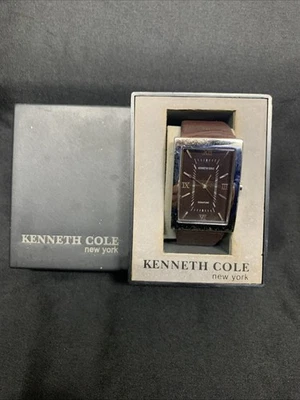 Reloj Kenneth Cole Reaction tono plata KC1395 P93-06 correa cuero marrón Foto 1 de 4