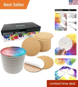 12 Round Unglazed Ceramic Tiles - Perfect for DIY Coasters & Painting Projects - Picture 1 of 8