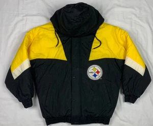 Giacca invernale vintage Pittsburgh Steelers linea gesso Nfl uomo grande full zip con cappuccio - Foto 1 di 9