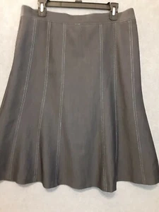 Emotions Skirt Petites Gray White Stitching Skirt Sz 11P Lined Zip - Picture 1 of 12