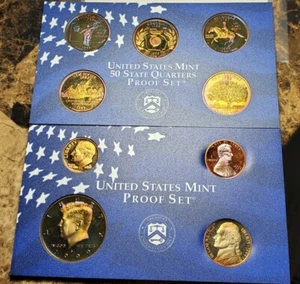 TONED 1999 S PROOF SET WASHINGTON QUARTER STATE CLAD PROOFS 9 COIN SET #BX60 - Picture 1 of 20