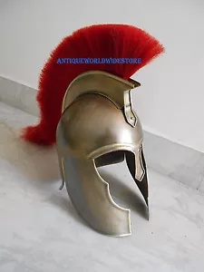 Medieval Achilles Troy Helmet Armor Helmet With Red Plume - Picture 1 of 3