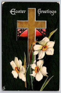 Postcard: Easter, No. E. 1720, Embossed, Metallic, Raphael Tuck, Posted 1909 - Picture 1 of 2