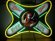 Miller High Life Girl Neon Sign 17"x14" Light Glass Decor Lamp Windows Display