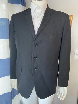 "Chaqueta blazer vintage de los años 50 CURLEE negra mezcla de seda para hombre 44"" pecho" Foto 1 de 4