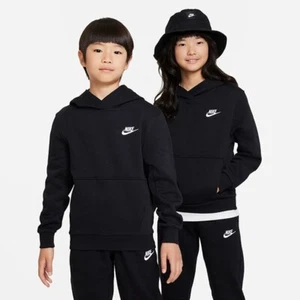 Nike Kids' Sportswear Club Fleece Pullover Hoodie Black-Size Medium - Picture 1 of 6