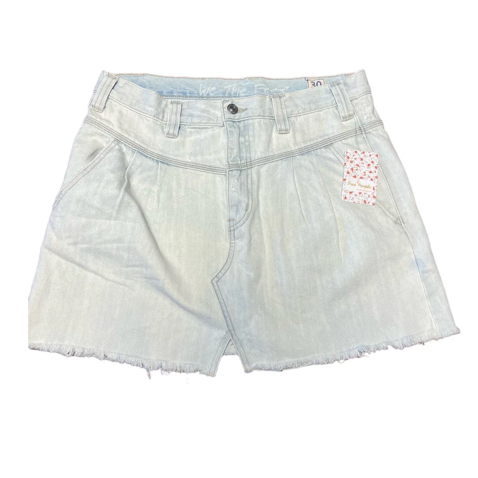 People Sidecar Cotton Denim Mini Skirt Size 30 Silver Lake Women's