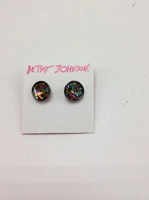 $25 Betsey Johnson Tono Hematita CONFETI RETIRADO Tachuelas Pendientes B-124 Foto 1 de 4