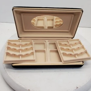 Organizador de joyas portátil de viaje de 2 niveles de terciopelo negro con espejo - Imagen 1 de 9