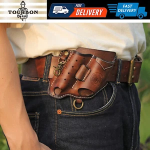 TOURBON Cuero Multiherramientas Portador Linterna Soporte Pluma Cinturón Funda Camping - Imagen 1 de 24