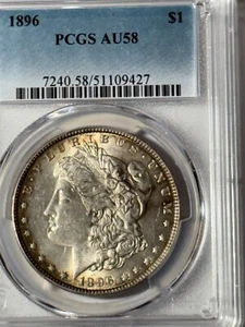 1896 Morgan Silver Dollar AU58 - Picture 1 of 2