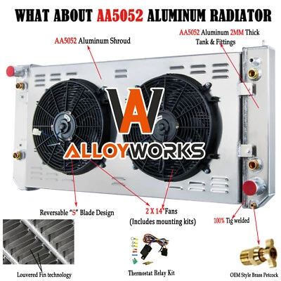 3 Row Radiator+Shroud Fan Fit 2003-2007 2005 Chevy GMC C4500 C5500 C6500 Kodiak Foto 1 de 4