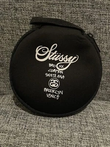 STUSSY Logo Black Round Case pouch Novelty Japan Limited rare - Picture 1 of 4