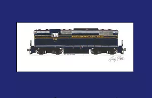 Baltimore & Ohio GP7 11""x17"" estampado enmarañado firmado por Andy Fletcher - Imagen 1 de 1