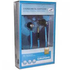 Grundig GR-48566 Metal Digital Stereo Earphones w/ Flat Cable & Microphone - Blu