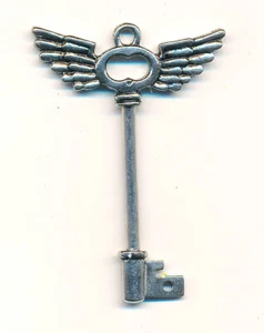 Wechselanhänger Schlüssel mit Flügeln silberfarben, ca. 60 x 45 x 5 mm - Bild 1 von 1