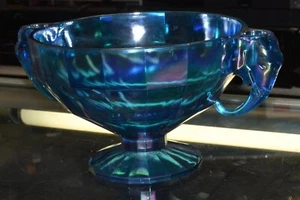 Summit Carnival Glass Iridescent Blue Elephant Candle Holders Bowl - Picture 1 of 9