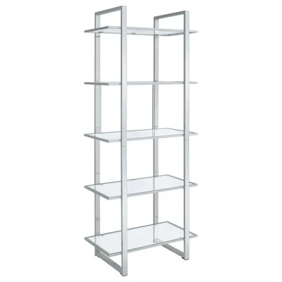 Librería de vidrio Hartford para muebles para el hogar de montaña rusa cromada Foto 1 de 3