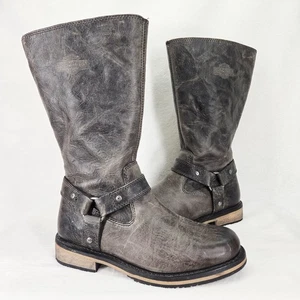 Harley Davidson Boots Womens 9.5 Gray Salley Harness Biker Motorcycle Side Zip - Picture 1 of 20
