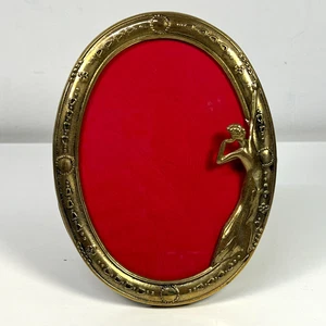 New Old Stock* Pure Brass Jugendstil Art Nouveau Fotorahmen Rein Messing Vintage - Foto 1 di 10