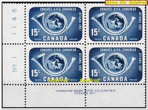 CANADA 1957 POST HORN CONGRESS NO. 1 #1146 FACE 60 CENT MNH STAMP CORNER BLOCK - Picture 1 of 2