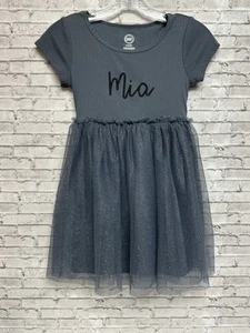 Wonder Nation Girls Small (6-6X) Gray Monogram MIA Sparkle Dress Embroidered - Picture 1 of 12