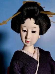 Japanese Vintage OYAMA doll KIMONO GEISHA MAIKO BIJIN SHAMISEN H42cm RAKUHO - Picture 1 of 5