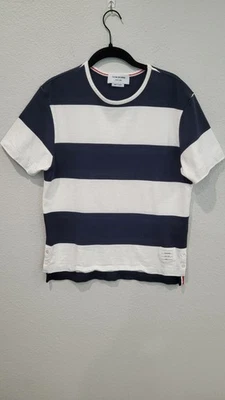 Camiseta a Rayas Thom Browne Azul Marino Blanco Talla 0 Japón Foto 1 de 4