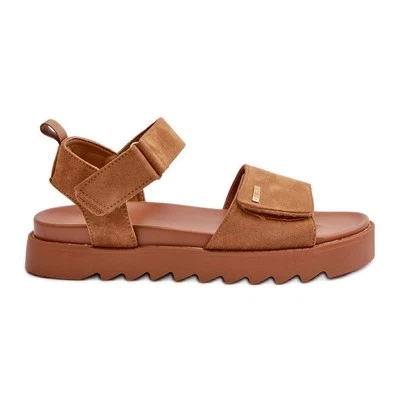 Wildledersandalen für Damen auf der Big Star-Plattform NN274705 Braun