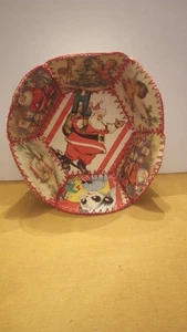 Tazón/cesta vintage para tarjetas de Navidad MCM hecha a mano/cosida a mano 14 escenas - Imagen 1 de 11