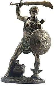 ORISHA OGGUN Dios de la Guerra Ogun Yoruba Estatua Africana Escultura Acabado Bronce -9.5" - Imagen 1 de 1