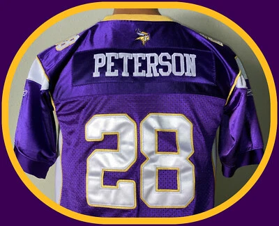 JERSEY MINNESOTA VIKING ADRIAN PETERSON REEBOK AUTÉNTICO COSIDO EN EL CAMPO YTH L Foto 1 de 4