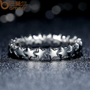 Anillo apilable Voroco S925 plata esterlina estrella sendero cumpleaños boda regalo 5-9 - Imagen 1 de 8
