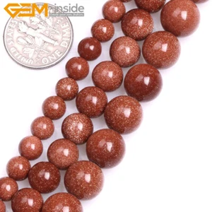 Gemstone Gold Sandstone Round Loose Beads For Jewelry Making 15" DIY UK - Picture 1 of 32